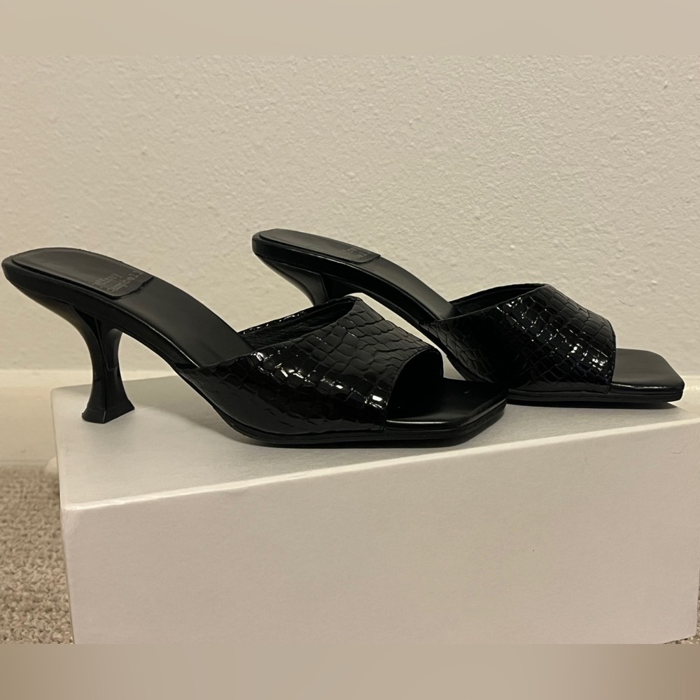 Jeffrey Campbell Black Croc-Textured Heels